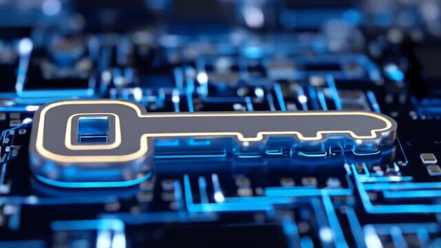 Digital key concept cyber security technology and data encryption
