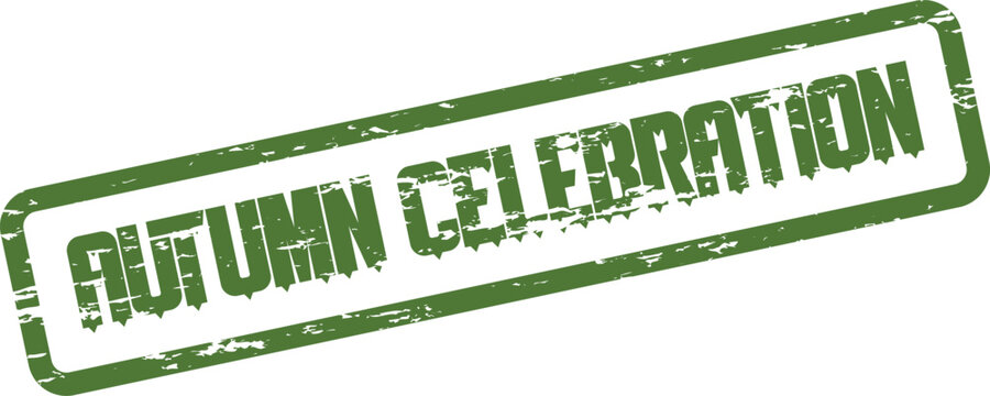 Festive green Autumn Celebration stamp for promoting seasonal events and fall festivities