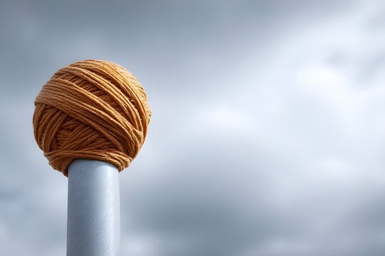 Tetherball Pole with Ball Wrapped Tightly Around Top: Fun and Active Outdoor Game for All Ages