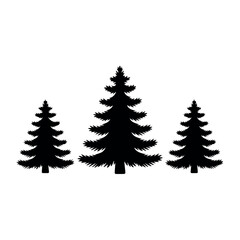 Three black christmas trees silhouette vector illustration holiday season winter evergreen forest isolated design 100
