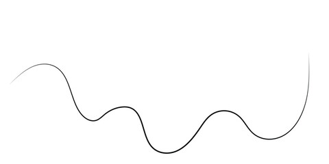 A simple, thin, dark gray wavy line on a clean white background, creating an abstract and minimalist curve.