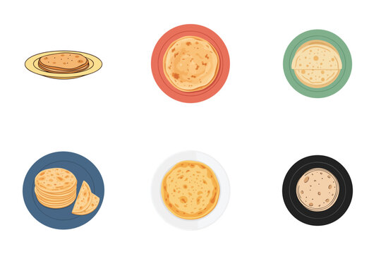 Arabic Bread Flatbread Traditional Roti Illustration Flat Vector Middle Eastern Meal