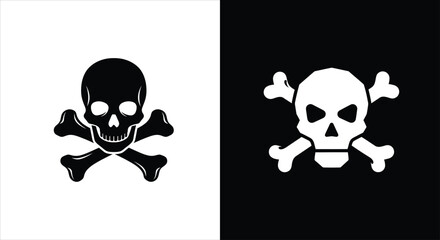 Universal skull and crossbones warning symbols for danger and peril representation