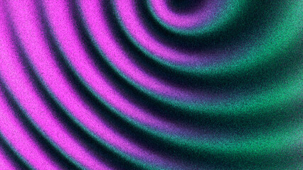 Radiant circular gradient with expanding waves enhanced by rich grainy noise created from thousands of individual dots. Soft rippling rings forming hypnotic depth and motion for trendy digital project