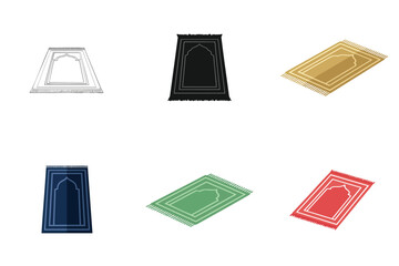Islamic Prayer Rug Sajadah Mat Illustration Flat Vector Religious Home Decor