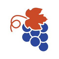 Grapes Fruit Bunch with Leaf Icon