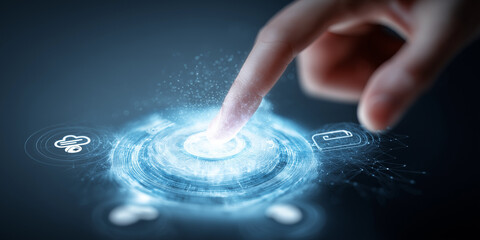 Innovative touch technology interaction digital space interactive visuals futuristic environment user perspective