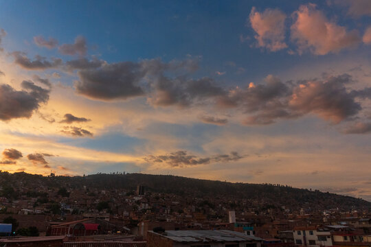 sunset over the city