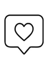 Black Heart in Speech Bubble Icon Minimal Social Media Like Notification and Comment Symbol
