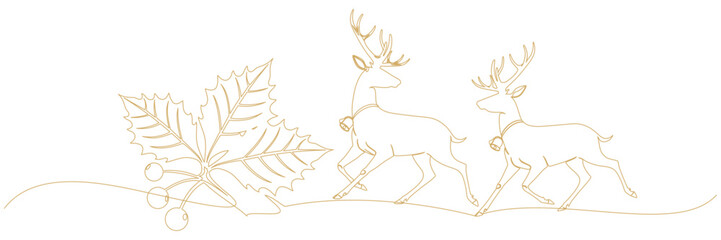 Obraz premium Christmas reindeer illustration line art Christmas background
