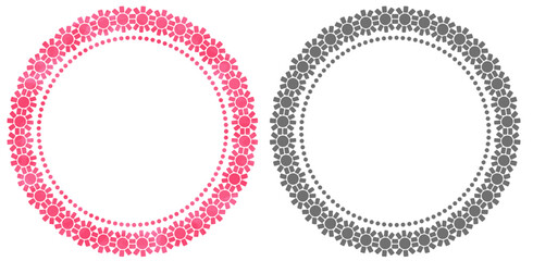 ビーズで作った花柄のサークルフレーム