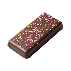 Chocolate bar with colorful sprinkles on top, perfect for dessert lovers and celebrations