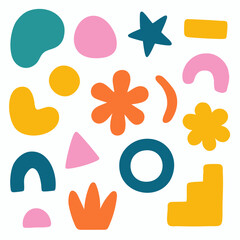 Set of vector icons for web design featuring nature elements like the sun, cloud, and flower as a summer collection