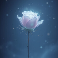 Pink rose on blue background