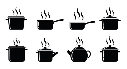 Cooking pots with steam, various styles