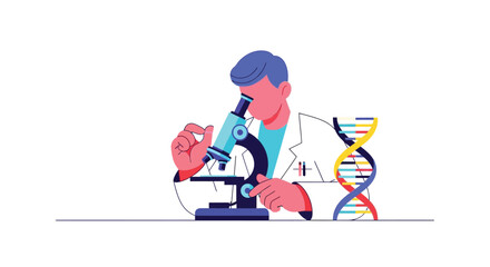 Fototapeta premium Scientist examining a sample under a microscope in a laboratory setting.