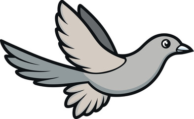 Flying white dove, a vector illustration of a peace symbol bird with wings and an olive branch design