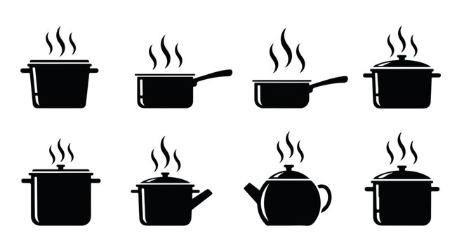 Cooking pots with steam, various styles