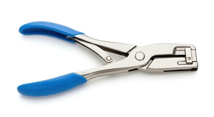 Obraz premium Metal hole punch with blue ergonomic handles.