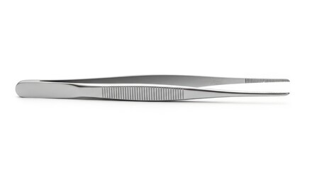 Fototapeta premium Stainless steel precision tweezers on white background.