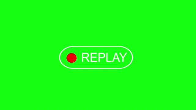 Replay sign icon, replay text animation on a green background. Replay Animation Video for Live Streamer, Replay video effect.
