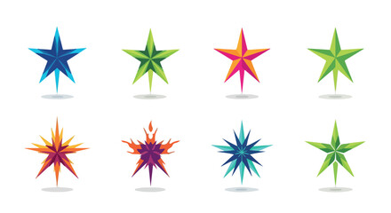 Colorful starburst shapes with transparent background