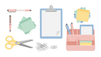 The image shows office supplies