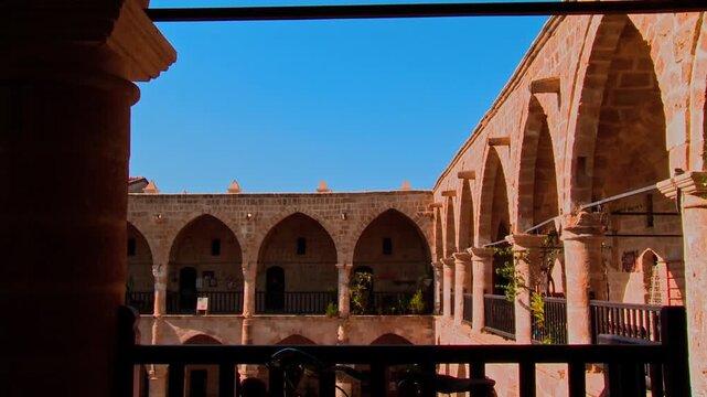 Interior View of Buyuk Han Bazaar in North Nicosia with Ottoman Architecture