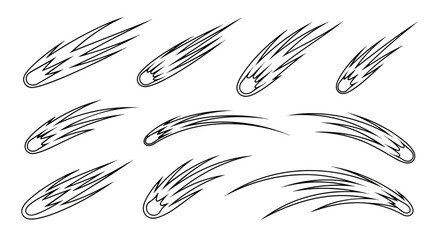 Falling comets set with transparent background © Pandaman1102