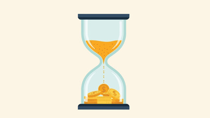 Concept illustration depicting the conversion of time into wealth or financial assets