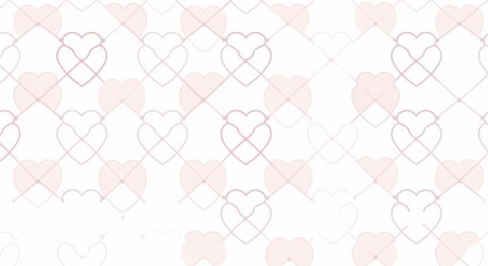Elegant seamless pattern featuring delicate pink heart outlines and solid shapes on a clean white backdrop.
