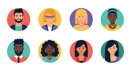 Diverse group of people avatars in circles
