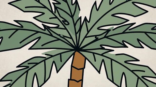 Stylized Palm Tree Illustration on a Neutral Background.