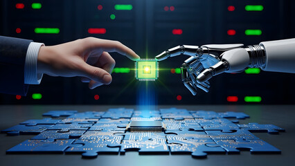 Digital Technology and Artificial Intelligence Integration Concept