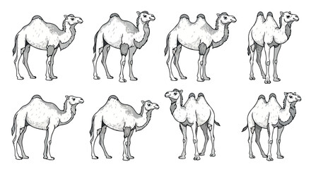 Camel poses collection for design elements