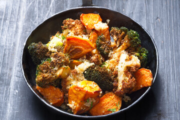 pan of healthy roast vegetable salad