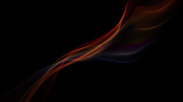 Abstract fire color waves on a black background. Technology intros, sci-fi visuals, motion graphics overlays. Looping 4K resolution