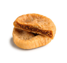 Sweet dried figs on white background