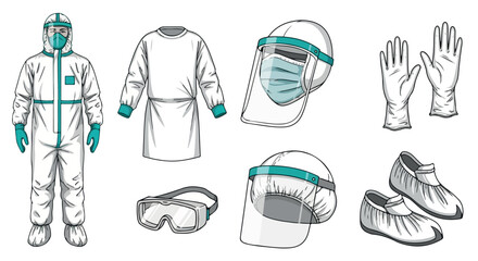 Personal protective equipment set for healthcare professionals