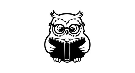 Wise owl reading a book illustration design for education and knowledge concept