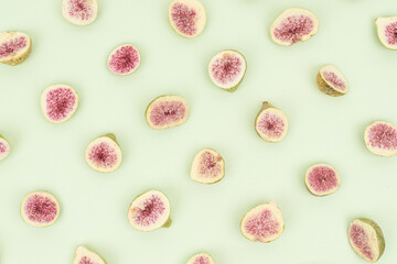 Freeze-Dried Figs Pattern on Pastel Green Background