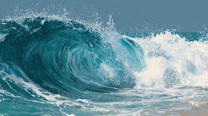 Large ocean wave with blue water and white foam crashing