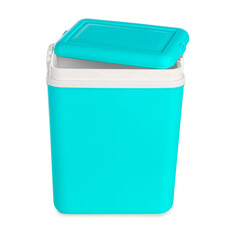 Modern beach cooler on white background