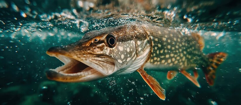 Close-up of a northern pike in water