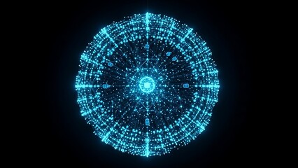 Abstract digital glowing blue sphere with intricate patterns, representing technology and data