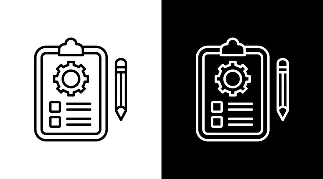 Task Board Outline White Icon Set Design