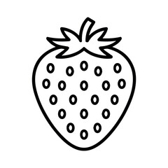 Strawberry outline vector graphic for coloring page or icon design fresh fruit summer healthy food simple line art 100