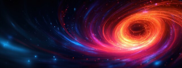 Obraz premium Cosmic vortex of vibrant colors swirling in deep space illustration
