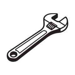 A detailed vector illustration of an adjustable wrench, showcasing its metallic texture and ergonomic handle, perfect for automotive, industrial, or mechanical design projects.
