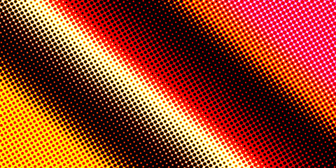 Multicolored halftone gradient effect background. Abstract dotted pattern graphic element. Colorful dots backdrop copy space.